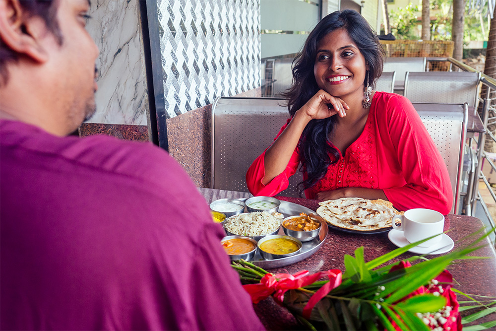 traditional Indian cuisine platter in a restaurant