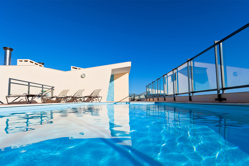 Rooftop pool in the apartment building