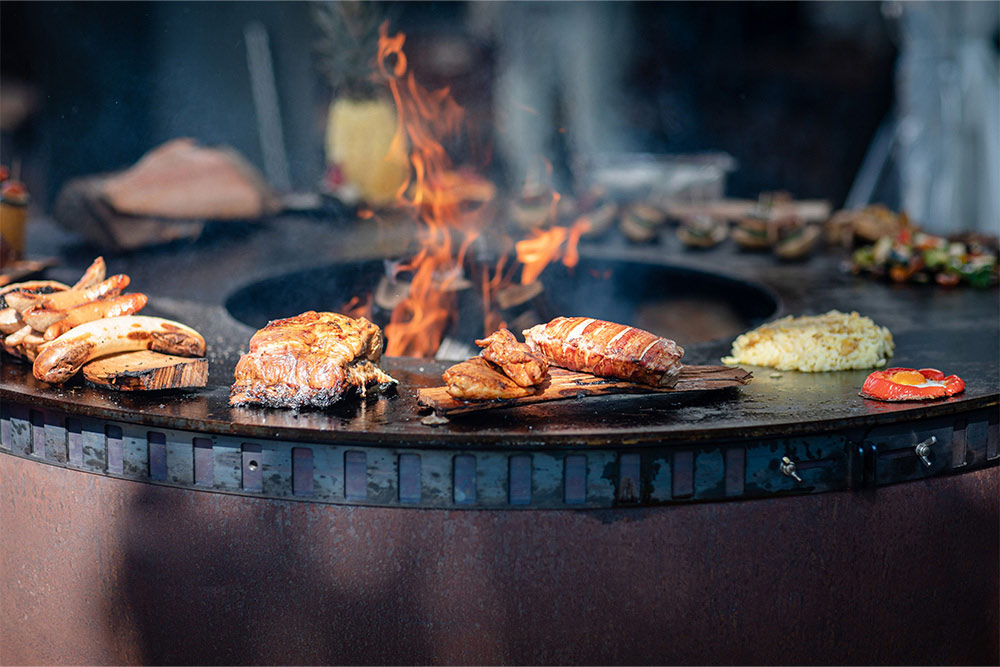 Foods being grilled at Flavours Grill