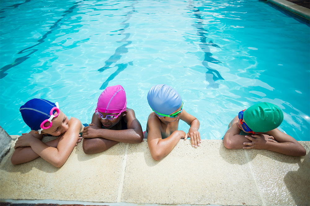 Kids relaxing in a pool