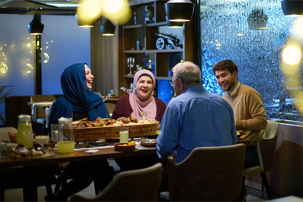 Family enjoying at a restaurant in Dubai