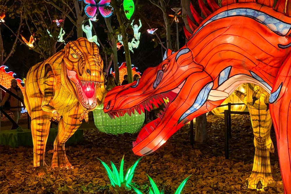 Illuminated dinosaurs at Ajman Festival Land 