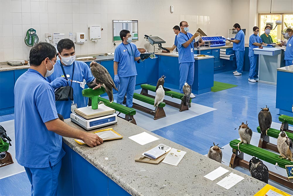 Treatment of falcons at the Abu Dhabi falcon hospital​) 