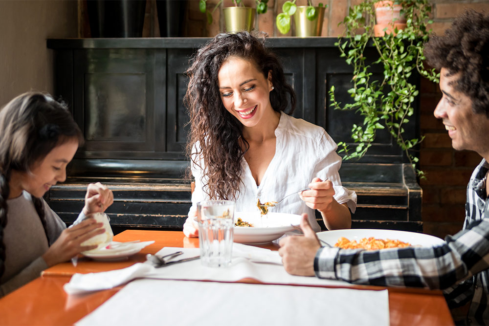 Family enjoying lunch together 