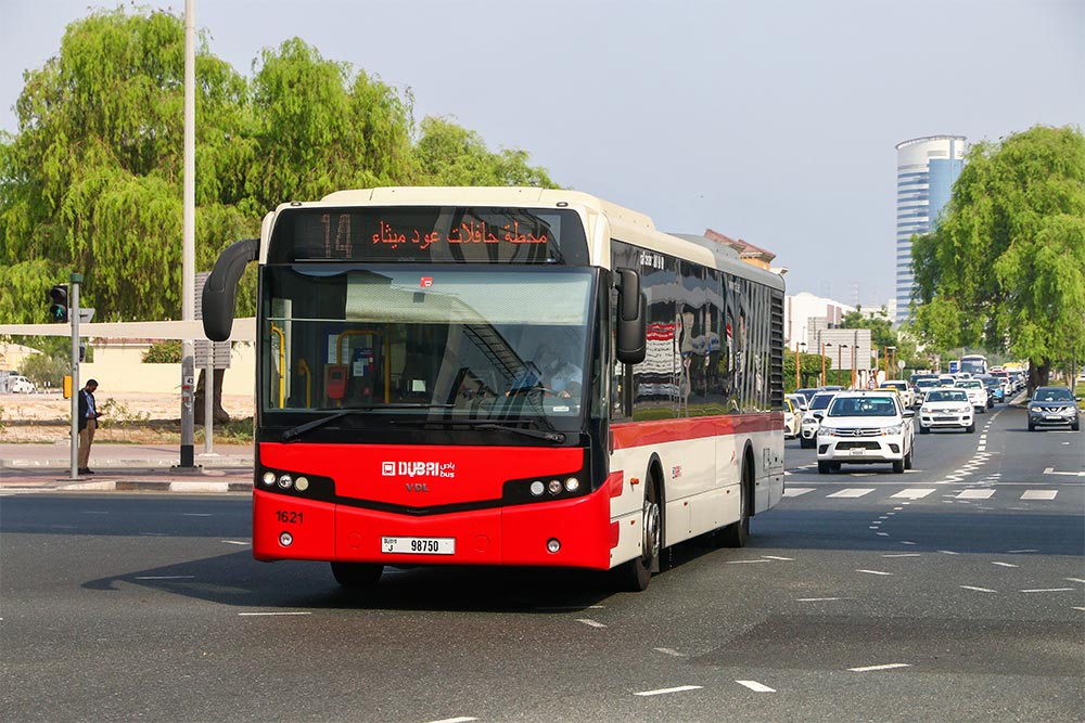 Dubai Bus on Demand’s bus on road