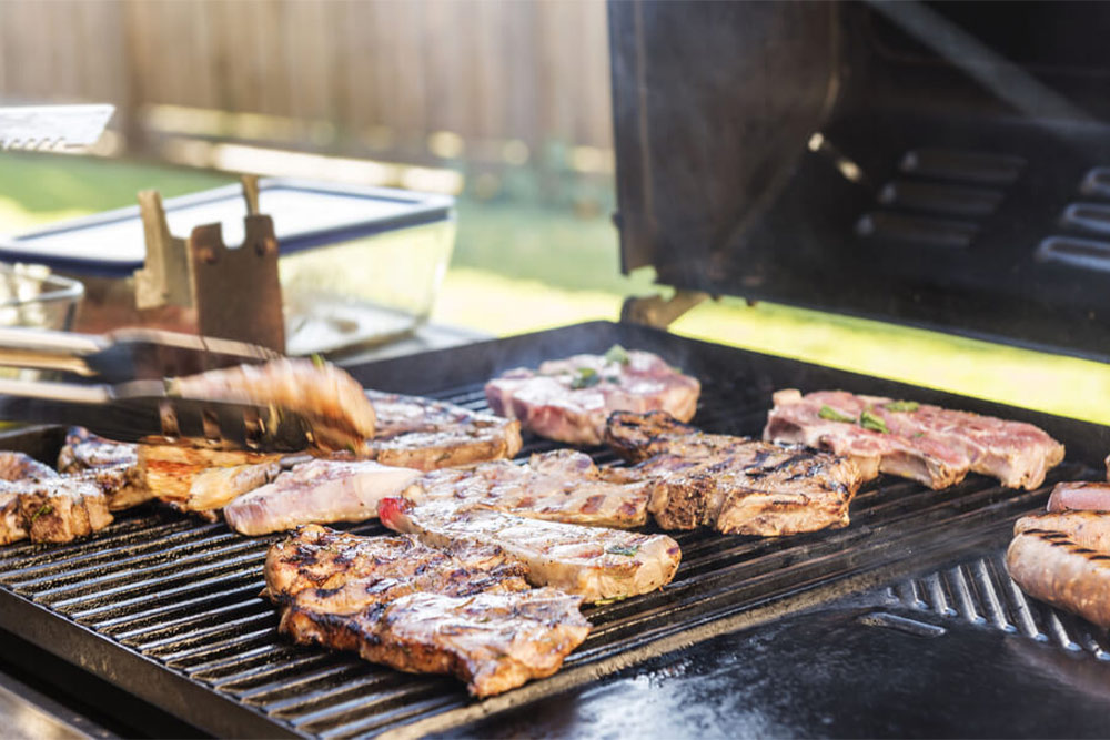 Lamb being grilled on the BBQ at an Australian restaurant 