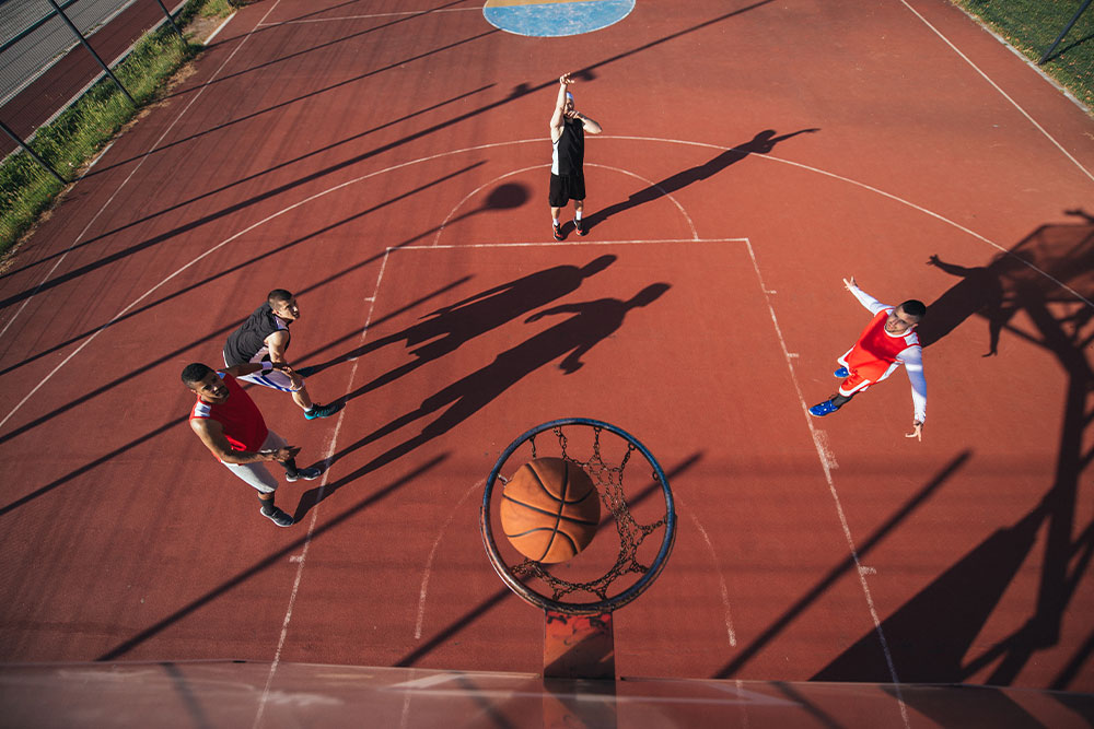 A basketball match in progress