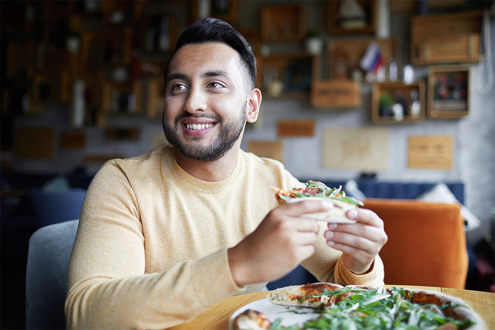 enjoying good food in a restaurant 