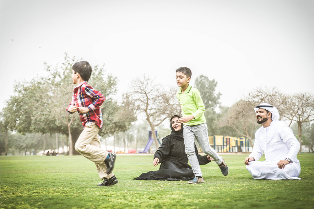 Kids playing in Green Mubazzarah Park in Al Ain