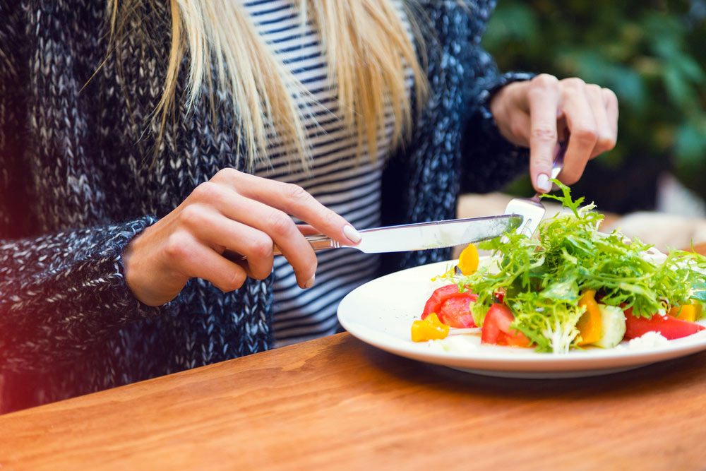 enjoying a salad at Salad Bar