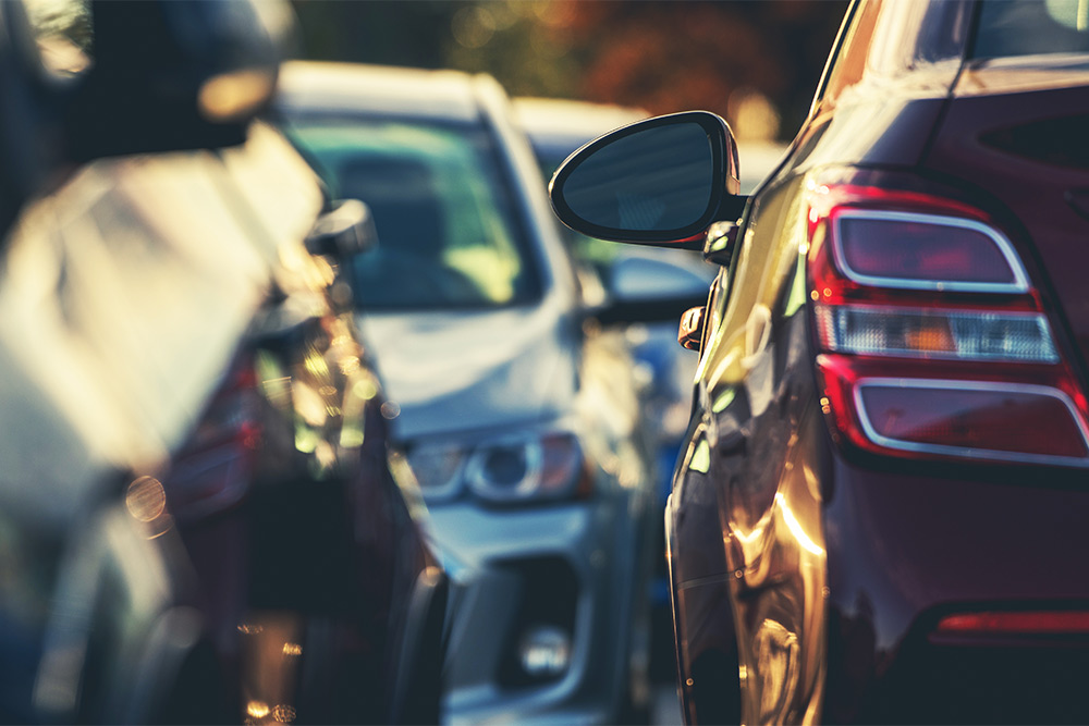 cars stuck in a traffic jam 