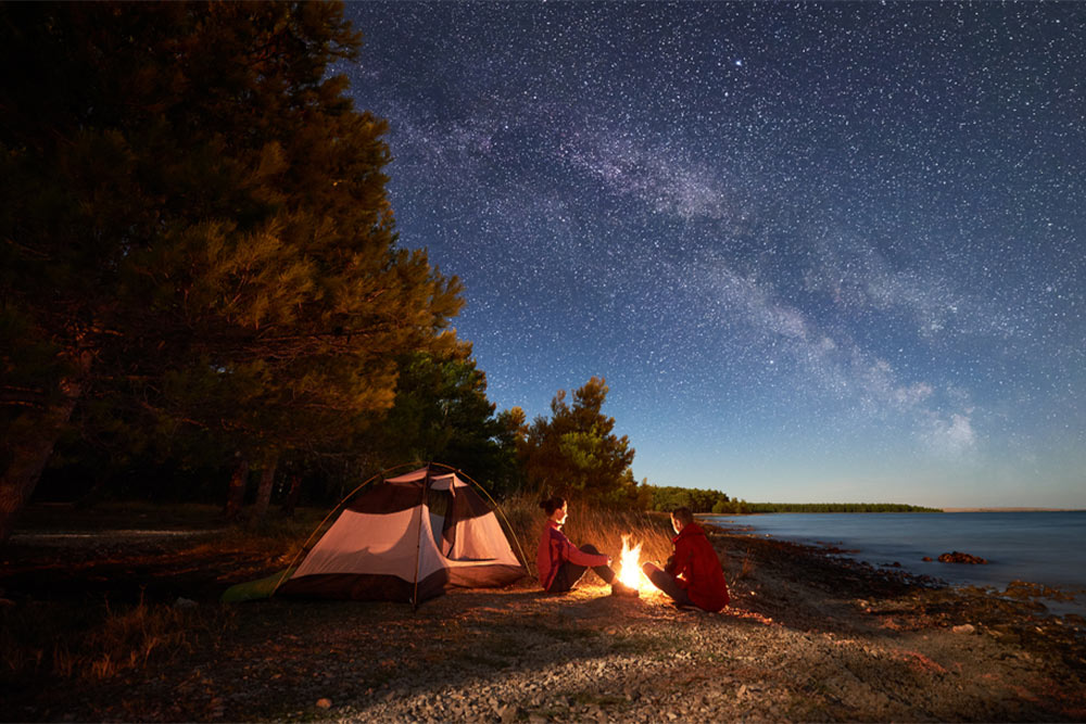 Night camping on the beach