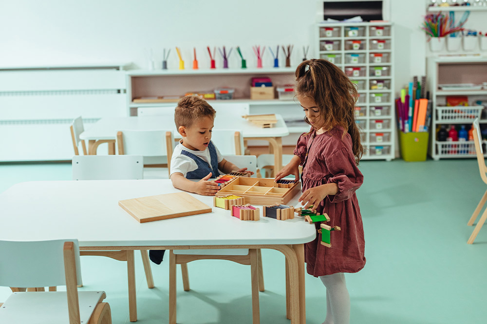 Kids learning through a play-based approach at Kids World 