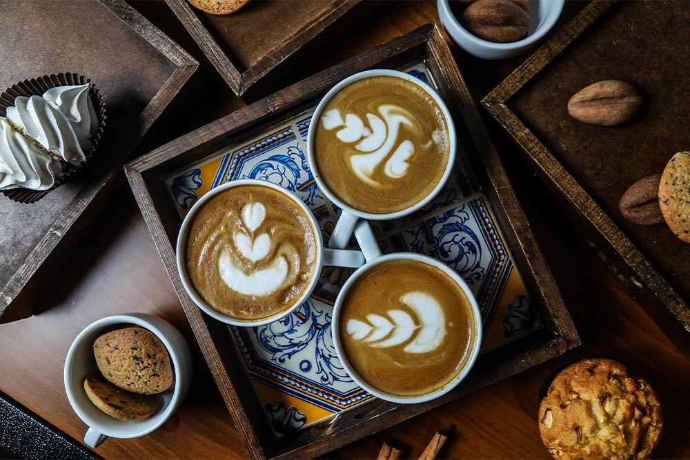 Coffee and Cookies on a Tray at the cafe in bur dubai