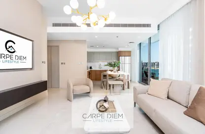 Living / Dining Room image for: Apartment - 2 Bedrooms - 2 Bathrooms for rent in Beach Isle - EMAAR Beachfront - Dubai Harbour - Dubai, Image 1