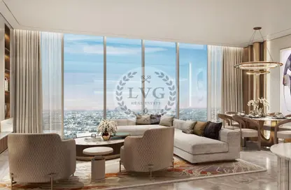 Living / Dining Room image for: Apartment - 2 Bedrooms - 2 Bathrooms for sale in Fairmont Residences Dubai Skyline - Al Sufouh 1 - Al Sufouh - Dubai, Image 1