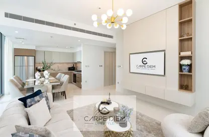 Living / Dining Room image for: Apartment - 2 Bedrooms - 2 Bathrooms for rent in Beach Isle - EMAAR Beachfront - Dubai Harbour - Dubai, Image 1