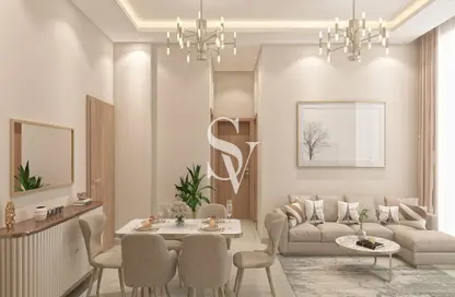 Living / Dining Room image for: Apartment - 2 Bedrooms - 3 Bathrooms for sale in Symbolic Alpha - Queue Point - Dubai Land - Dubai, Image 1