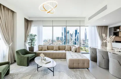 Living Room image for: Apartment - 3 Bedrooms - 3 Bathrooms for rent in Downtown Views II Tower 1 - Downtown Views II - Downtown Dubai - Dubai, Image 1
