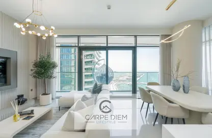 Living / Dining Room image for: Apartment - 3 Bedrooms - 4 Bathrooms for rent in Beach Vista - EMAAR Beachfront - Dubai Harbour - Dubai, Image 1