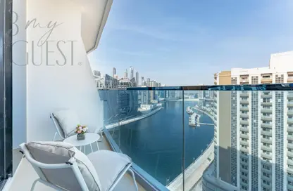 Balcony image for: Apartment - 1 Bathroom for rent in Waves Tower - Business Bay - Dubai, Image 1