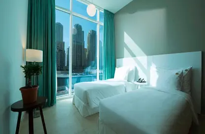 Room / Bedroom image for: Hotel  and  Hotel Apartment - 2 Bedrooms - 2 Bathrooms for rent in Jannah Place Dubai Marina - Dubai Marina - Dubai, Image 1