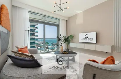 Living Room image for: Apartment - 1 Bedroom - 1 Bathroom for rent in Beach Vista - EMAAR Beachfront - Dubai Harbour - Dubai, Image 1